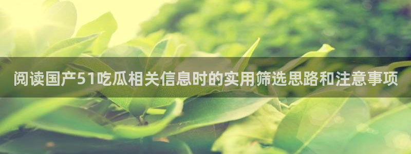 在线吃瓜:阅读国产51吃瓜相关信息时的实用筛选思路和注意事项
